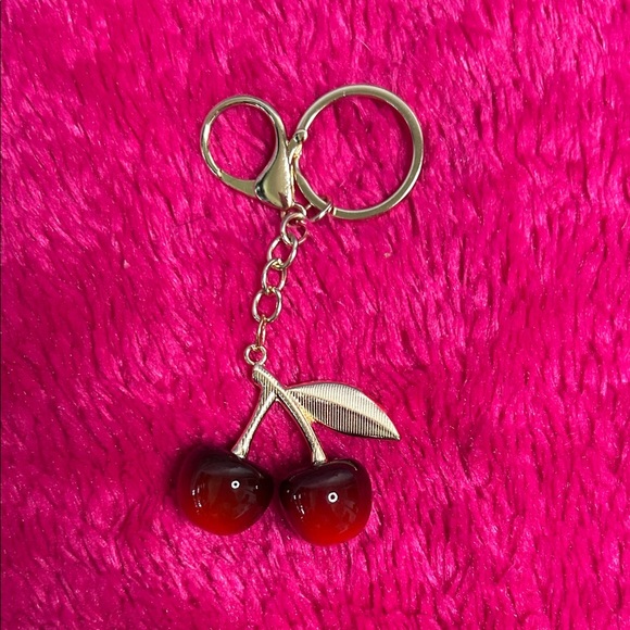 Cherry Keychain with Gold Accents - Picture 3 of 3